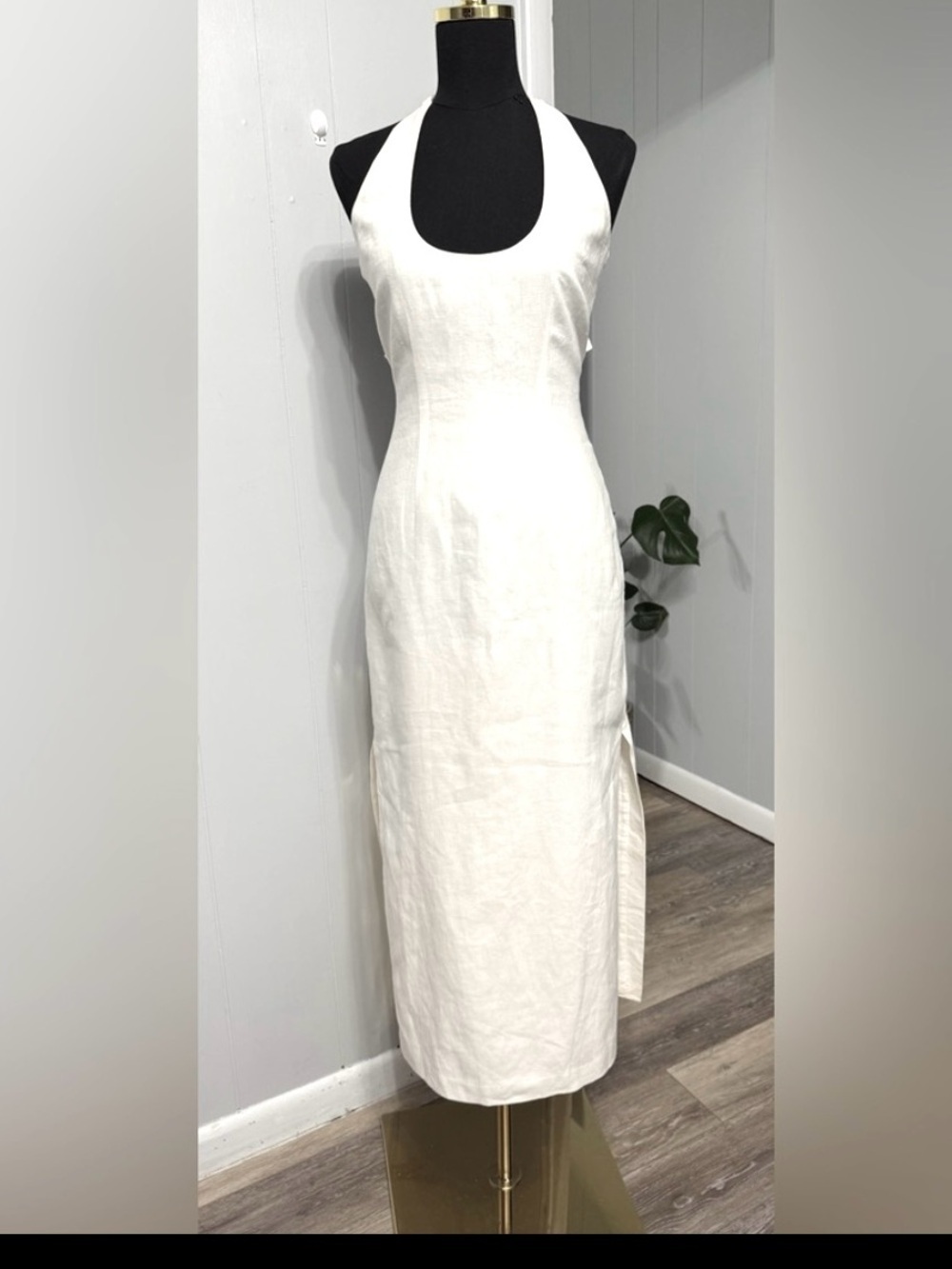 #13) 100% Cotton White House Black Market Strapless Off-White or Cream Dress